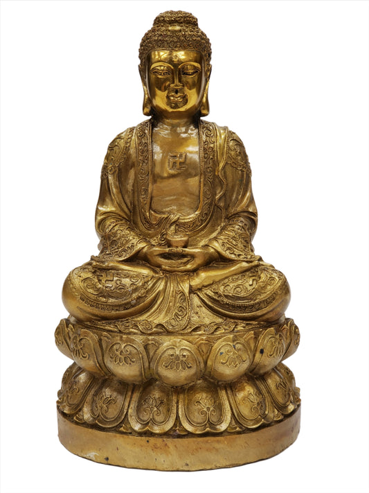 Bronze Statue - Shi Jia Mo Ni Fo with Bowl