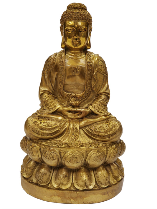 Bronze Statue - A Mi Tuo Fo with Lotus