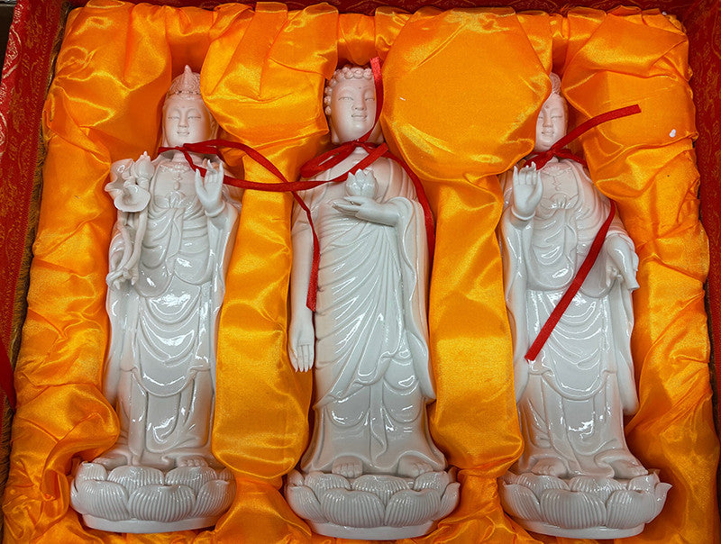 Ensemble de 3 statues de Bouddha en céramique