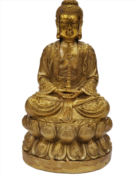 Statue en bronze - Yao Shi Fo (Bouddha de la Médecine) avec Tour