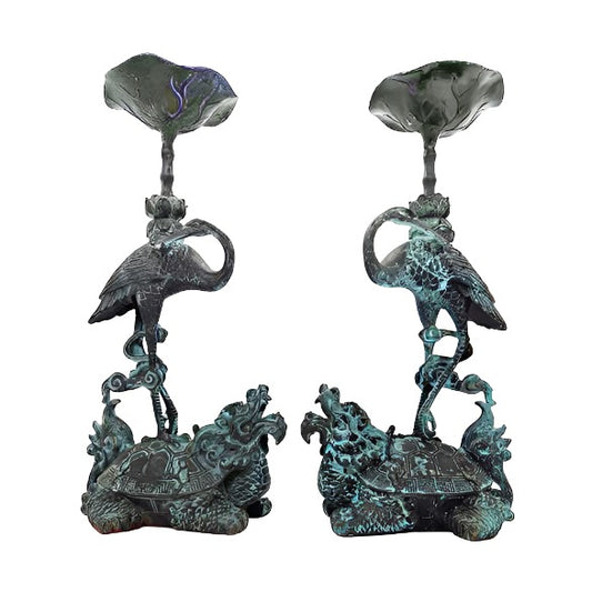 Crane and Dragon Candle Holders - Set of 3